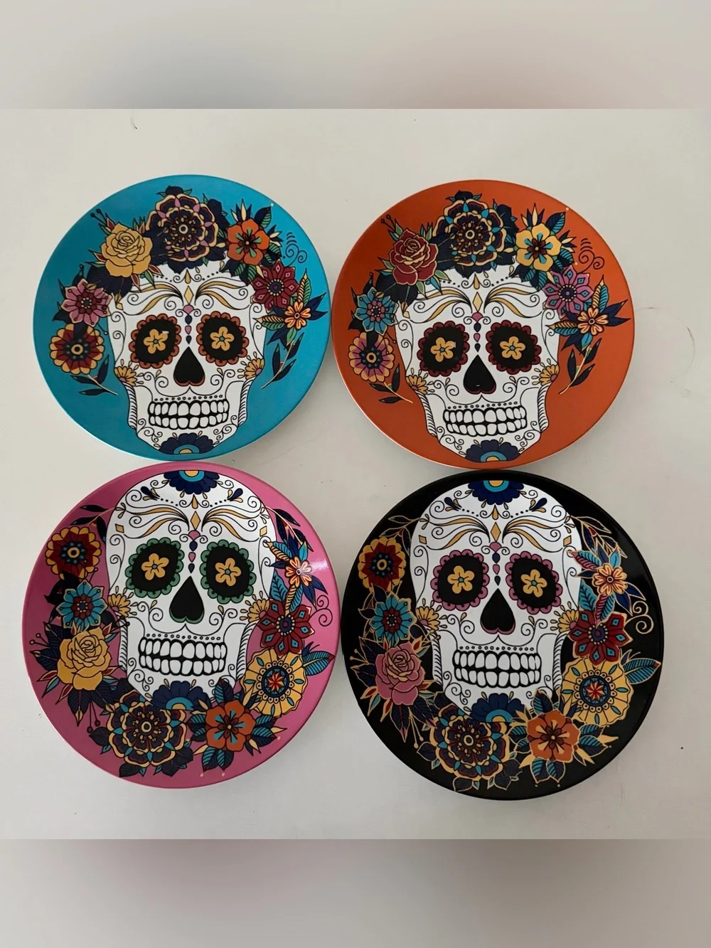 William Sonoma Day Of The Dead Salad Plates Set Of 4